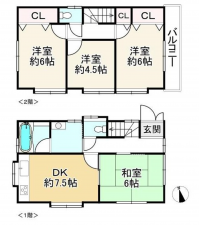 神戸市垂水区舞子台、中古一戸建ての間取り画像です