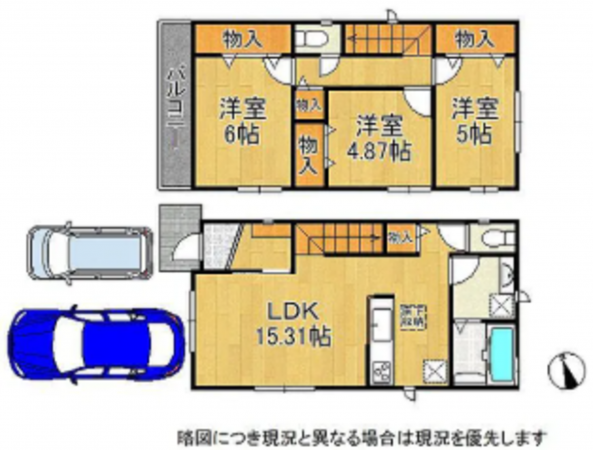 神戸市垂水区狩口台、新築一戸建ての間取り画像です