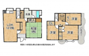 神戸市垂水区舞子坂、中古一戸建ての間取り画像です