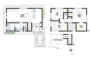 神戸市垂水区千鳥が丘、新築一戸建ての間取り画像です