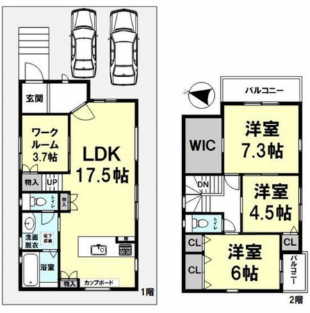 神戸市垂水区南多聞台、新築一戸建ての間取り画像です