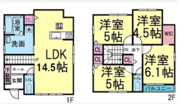 神戸市垂水区歌敷山、新築一戸建ての間取り画像です
