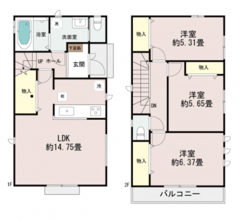 神戸市垂水区霞ケ丘、新築一戸建ての間取り画像です