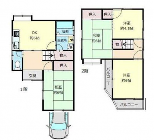 神戸市垂水区霞ケ丘、中古一戸建ての間取り画像です