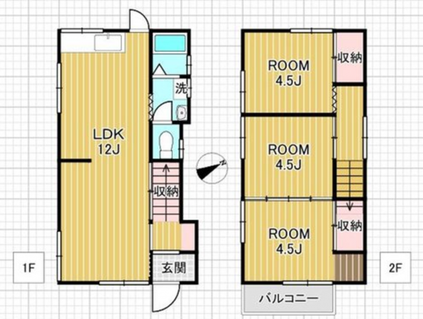 神戸市垂水区旭が丘、中古一戸建ての間取り画像です