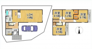 神戸市垂水区舞子坂、新築一戸建ての間取り画像です