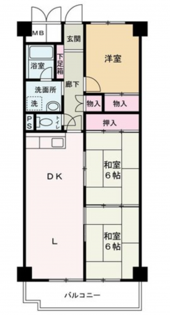 神戸市垂水区狩口台、マンションの間取り画像です