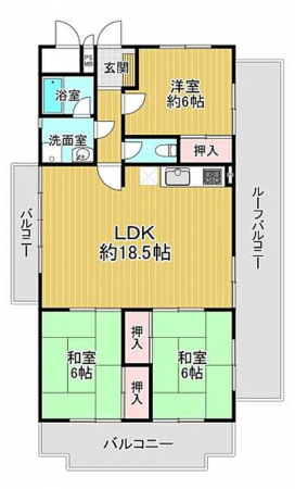 神戸市垂水区千鳥が丘、マンションの間取り画像です