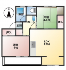 神戸市垂水区上高丸、マンションの間取り画像です