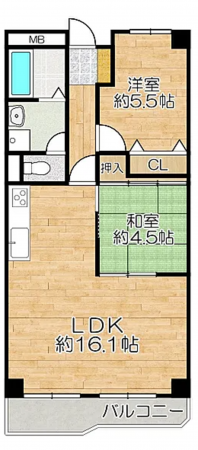 神戸市垂水区塩屋町、マンションの間取り画像です