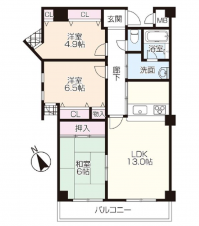 神戸市垂水区千代が丘、マンションの間取り画像です