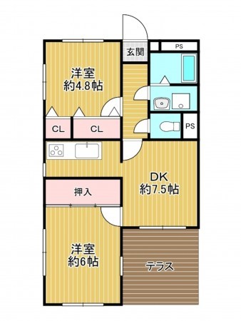 神戸市垂水区舞子坂、マンションの間取り画像です