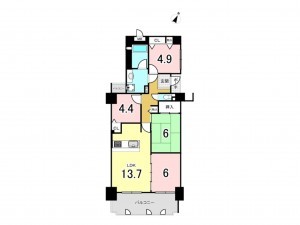 神戸市垂水区青山台、マンションの間取り画像です