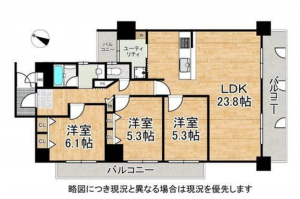 神戸市垂水区青山台、マンションの間取り画像です