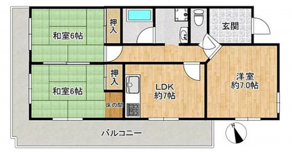 神戸市垂水区千鳥が丘、マンションの間取り画像です