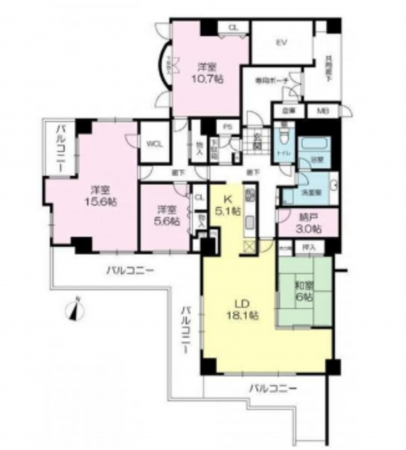 神戸市垂水区千代が丘、マンションの間取り画像です