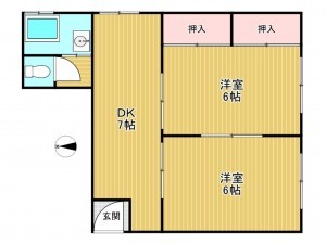 神戸市垂水区五色山、マンションの間取り画像です