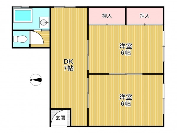 神戸市垂水区五色山、マンションの間取り画像です