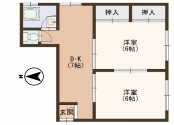 神戸市垂水区五色山、マンションの間取り画像です