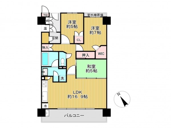 神戸市垂水区上高丸、マンションの間取り画像です