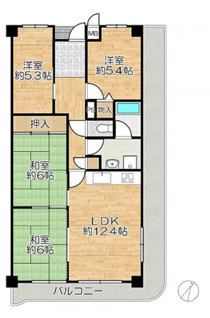 神戸市垂水区清水が丘、マンションの間取り画像です