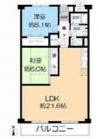 神戸市垂水区山手、マンションの間取り画像です