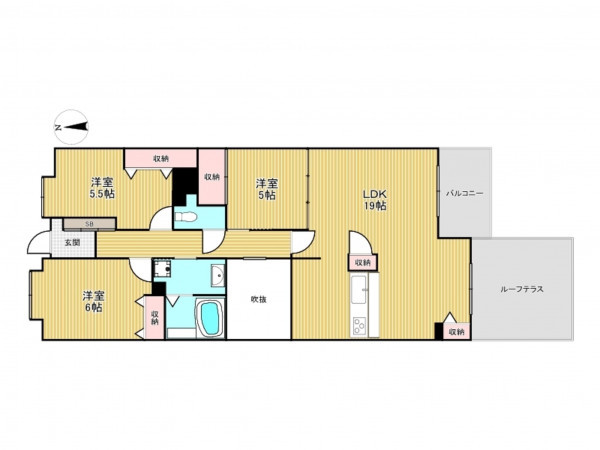 神戸市垂水区五色山、マンションの間取り画像です
