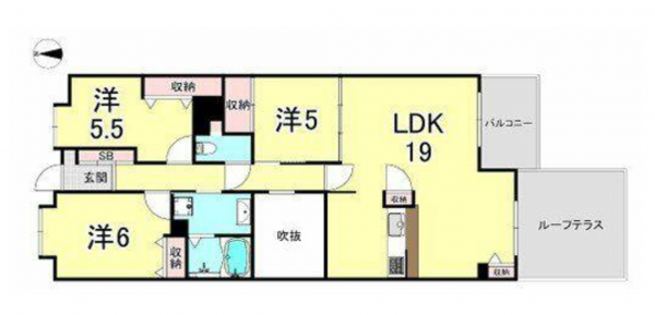 神戸市垂水区五色山、マンションの間取り画像です