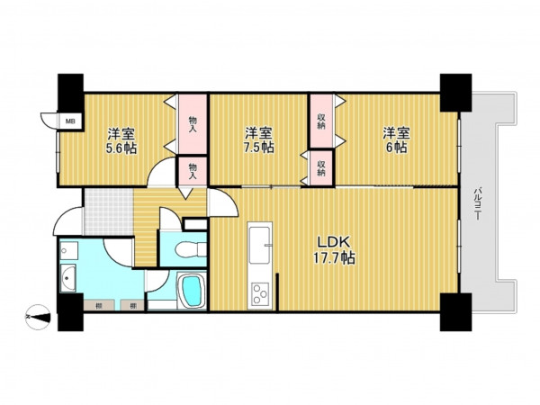 神戸市垂水区清水が丘、マンションの間取り画像です