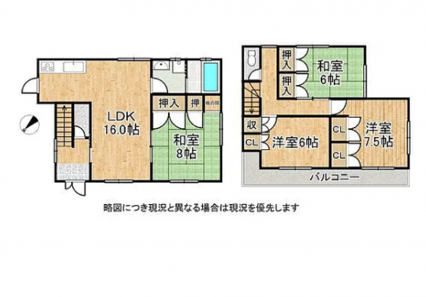 神戸市垂水区舞子坂、中古一戸建ての間取り画像です