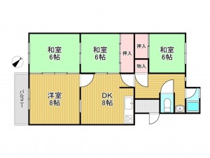神戸市垂水区高丸、マンションの間取り画像です