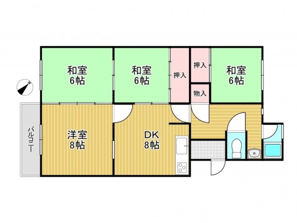 神戸市垂水区高丸、マンションの間取り画像です