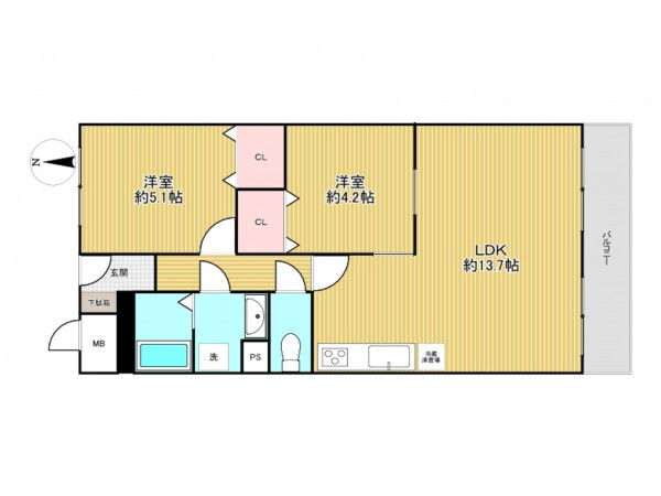 神戸市垂水区海岸通、マンションの間取り画像です