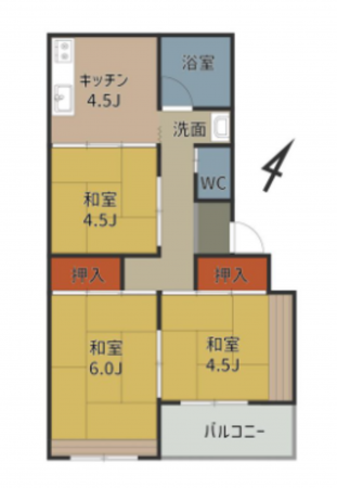 神戸市垂水区上高丸、マンションの間取り画像です