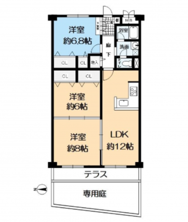 神戸市垂水区山手、マンションの間取り画像です