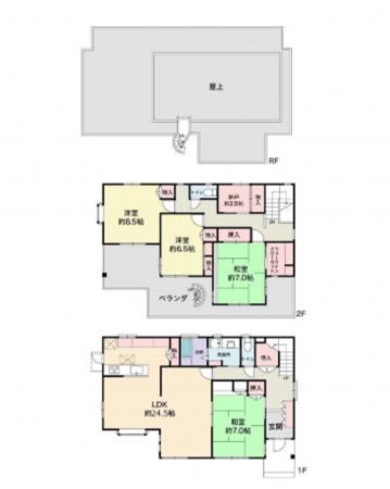 神戸市垂水区星陵台、中古一戸建ての間取り画像です