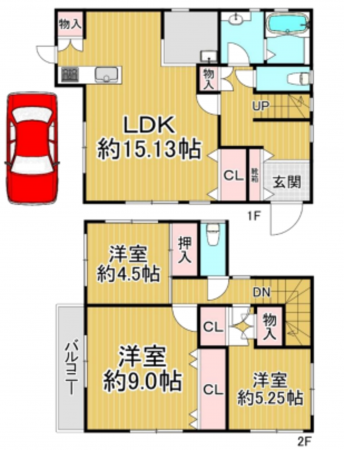 神戸市垂水区北舞子、中古一戸建ての間取り画像です