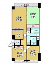 神戸市垂水区西舞子、マンションの間取り画像です
