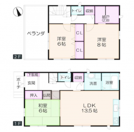 神戸市垂水区舞子坂、中古一戸建ての間取り画像です