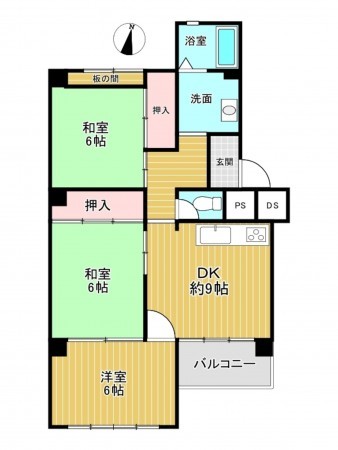 神戸市垂水区塩屋町、マンションの間取り画像です