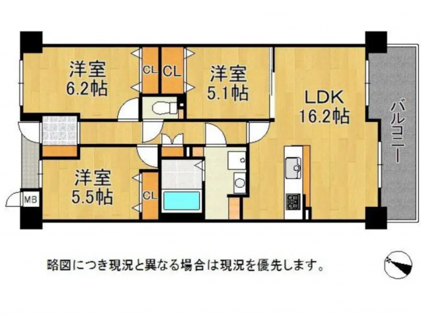 神戸市垂水区青山台、マンションの間取り画像です