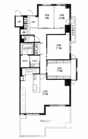 神戸市垂水区狩口台、マンションの間取り画像です