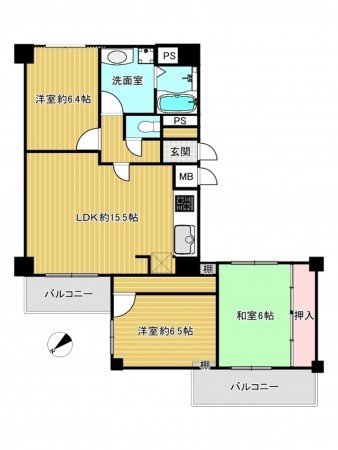 神戸市垂水区西舞子、マンションの間取り画像です