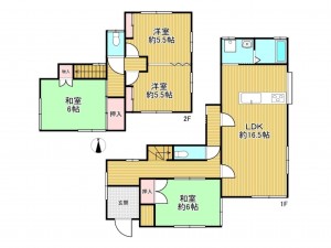 神戸市垂水区舞子坂、中古一戸建ての間取り画像です