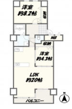神戸市垂水区西舞子、マンションの間取り画像です