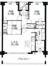 神戸市垂水区五色山、マンションの間取り画像です