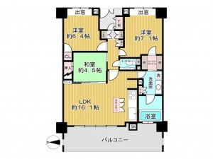神戸市垂水区五色山、マンションの間取り画像です