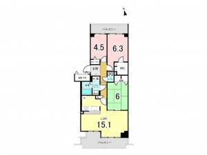 神戸市垂水区西舞子、マンションの間取り画像です
