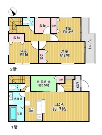 神戸市垂水区福田、新築一戸建ての間取り画像です