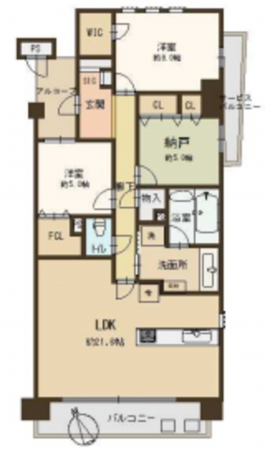 神戸市垂水区東舞子町、マンションの間取り画像です